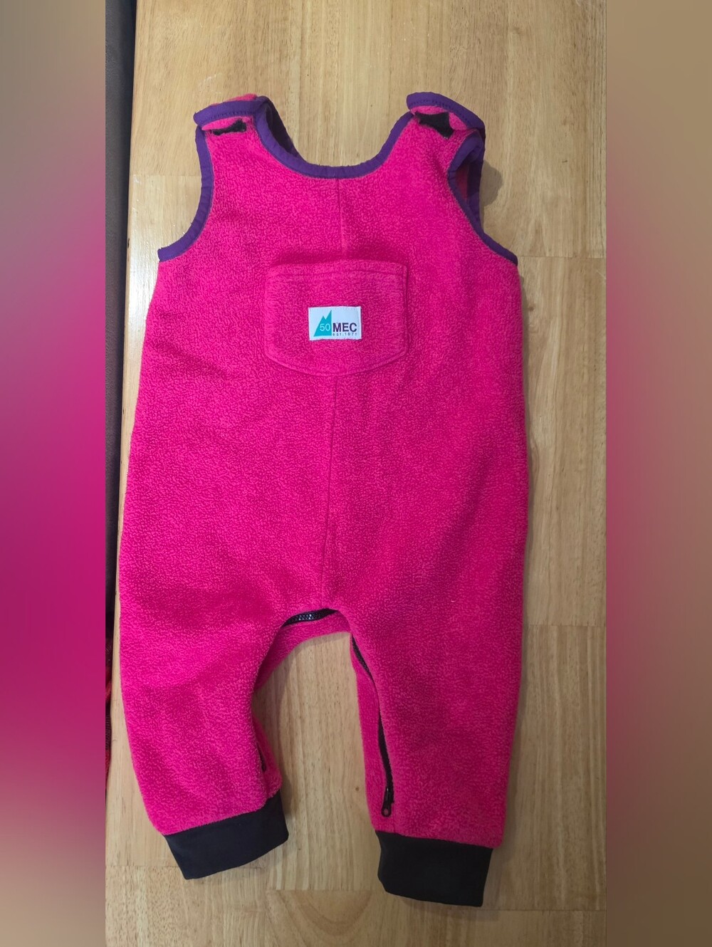 MEC Kids Bright Pink Fleece Romper with Dark Trim